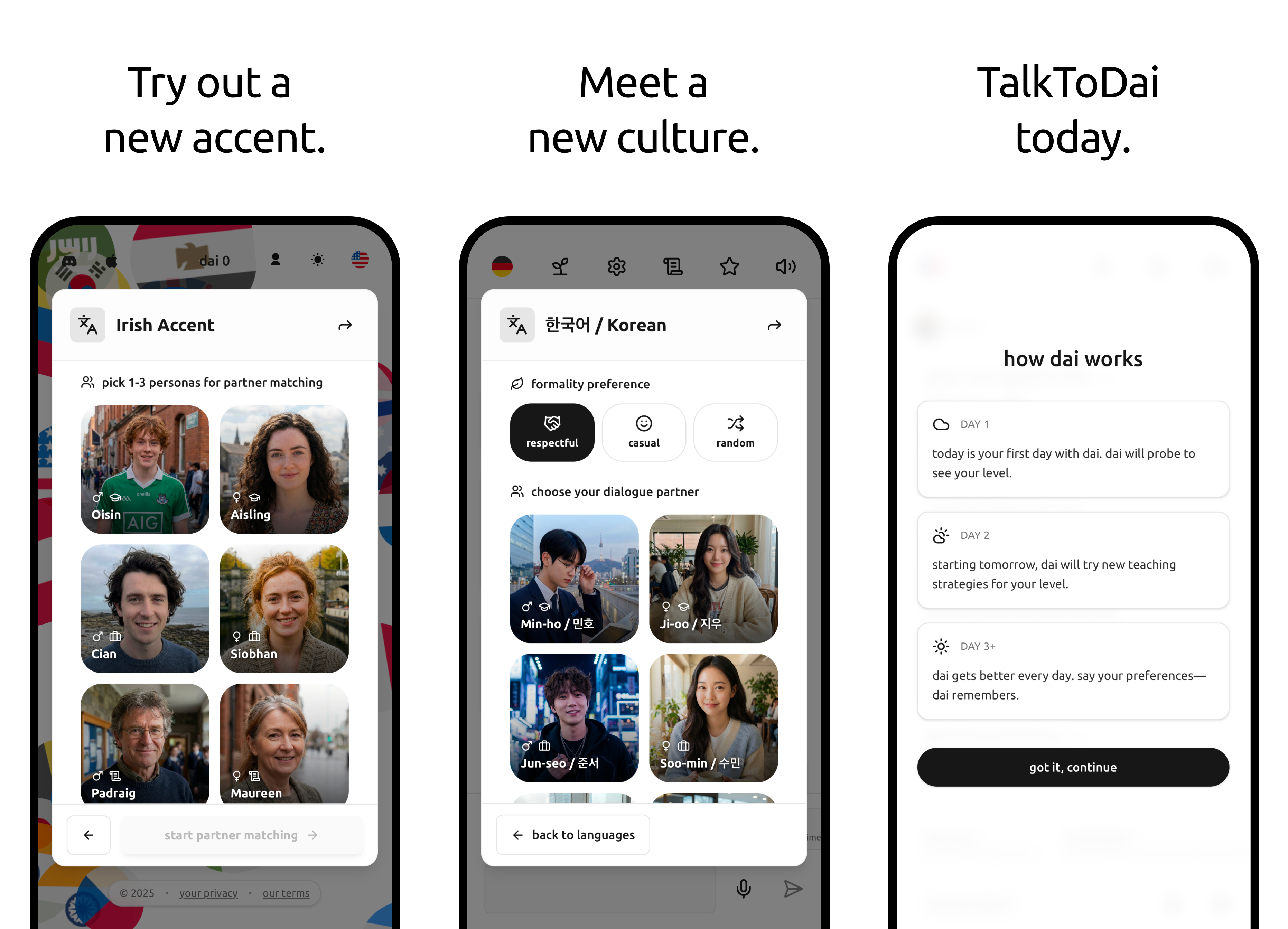 Learn Spanish - talktodai AI language learning app screenshot 3. Practice Spanish conversation, improve speaking fluency, and master pronunciation with personalized AI tutoring.