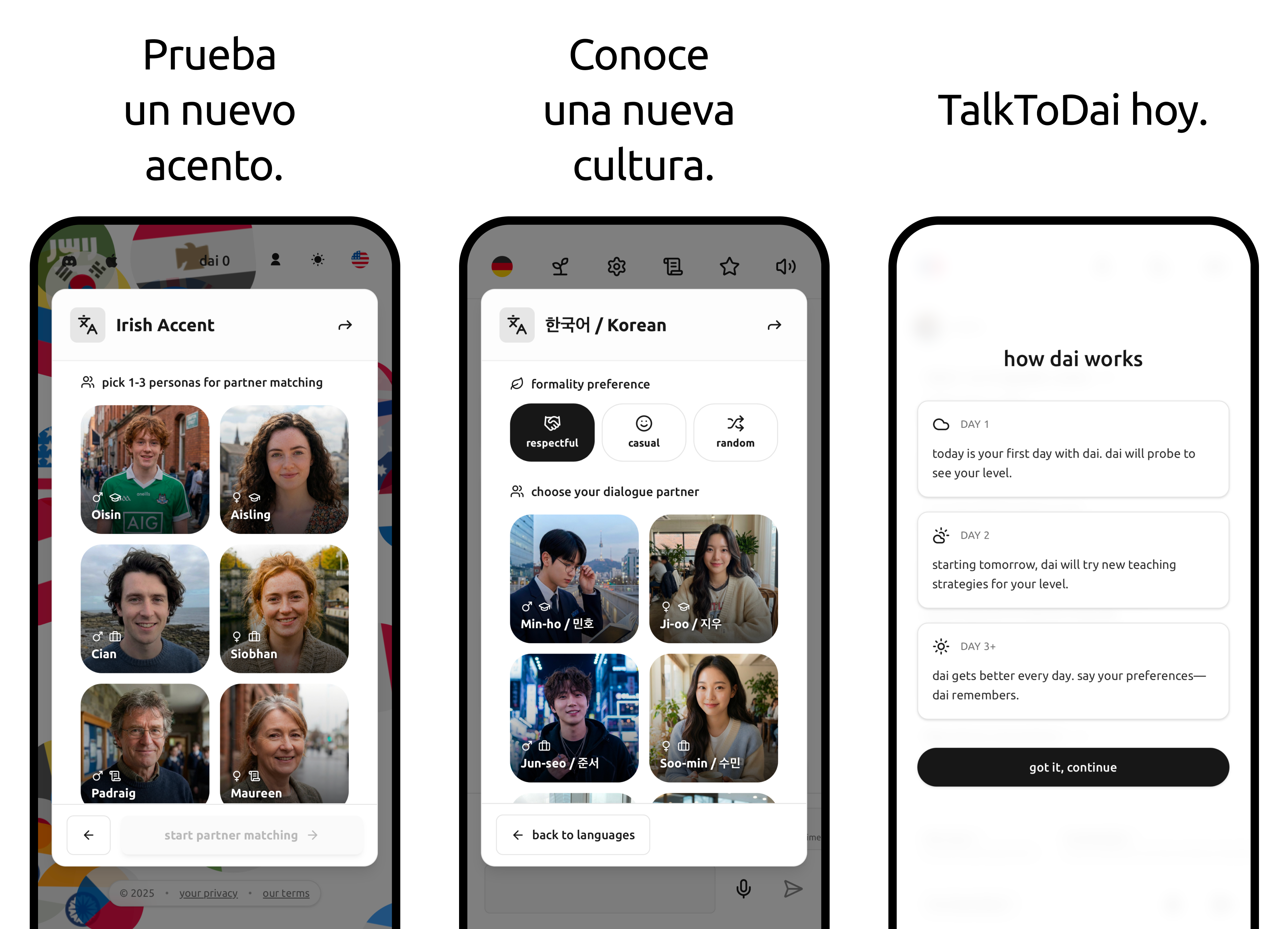 Learn Spanish - talktodai AI language learning app screenshot 3. Practice Spanish conversation, improve speaking fluency, and master pronunciation with personalized AI tutoring.